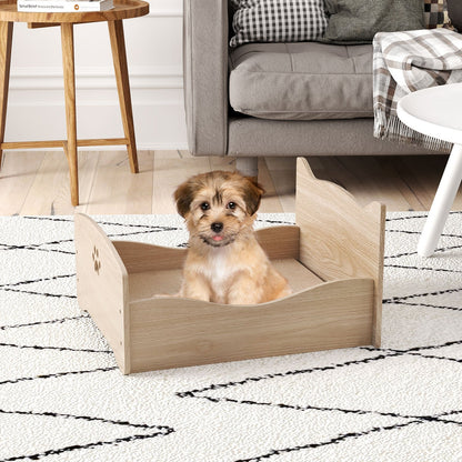 Elevated Pet Bed Frame with Rails and Cute Headboards, Walnut Cat Houses at Gallery Canada