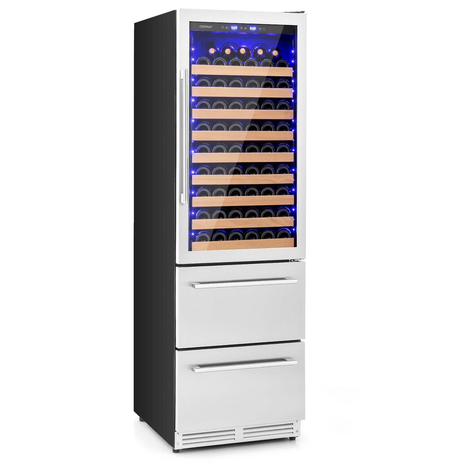 24 Inch Wine and Beverage Refrigerator with Independent Temperature Control-Sliver, Silver Wine & Beverage Coolers at Gallery Canada