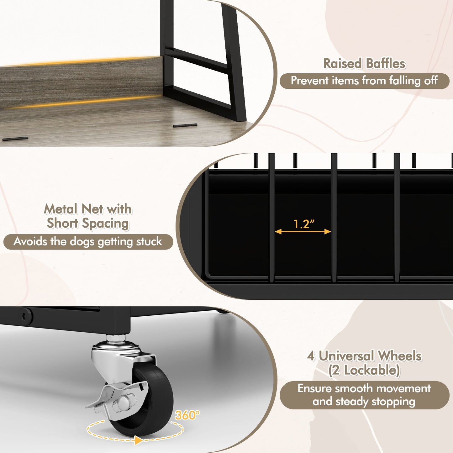 Industrial Dog Kennel Crate With Storage Shelves, Gray