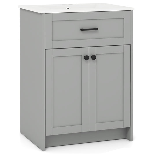 Bathroom Vanity Unit with Basin and 2 Doors, Gray Floor Cabinets Gray at Gallery Canada