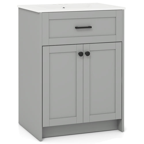 Bathroom Vanity Unit with Basin and 2 Doors, Gray
