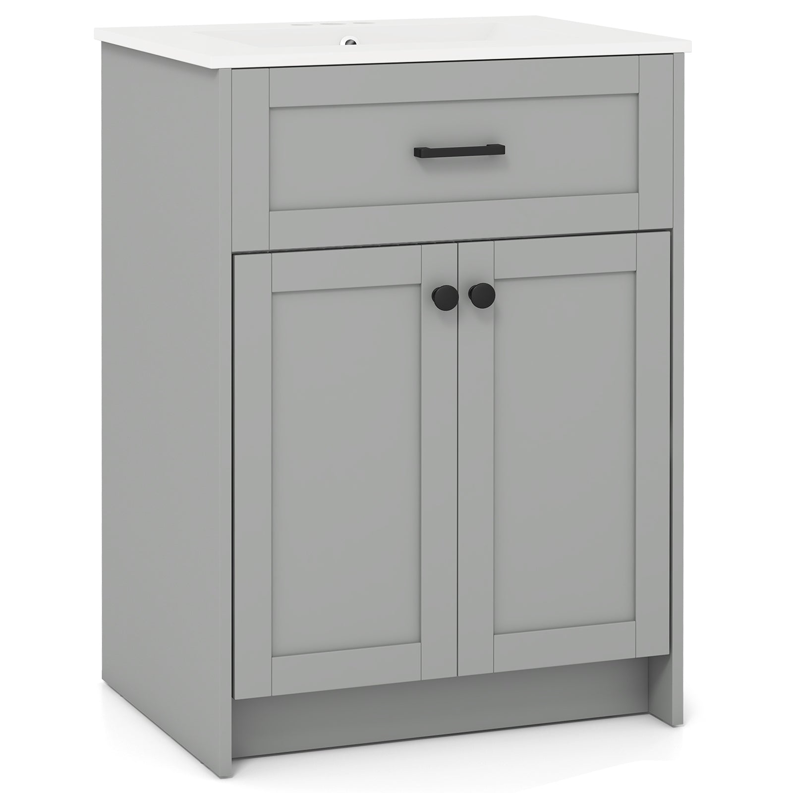 Bathroom Vanity Unit with Basin and 2 Doors, Gray Floor Cabinets at Gallery Canada