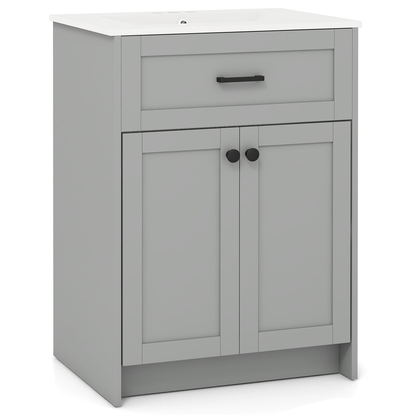 Bathroom Vanity Unit with Basin and 2 Doors, Gray Floor Cabinets at Gallery Canada