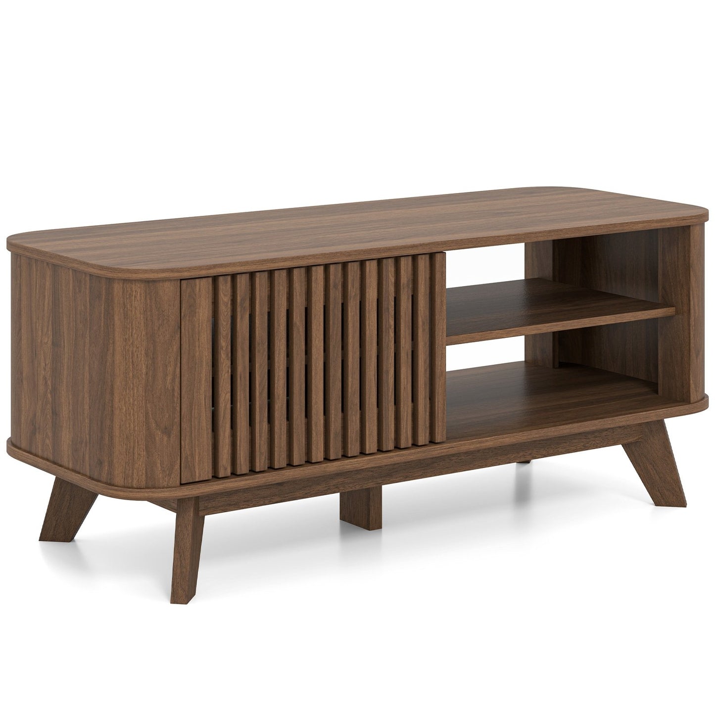 Rectangular Coffee Table with Storage and Adjustable Shelves, Walnut Coffee Tables Walnut at Gallery Canada