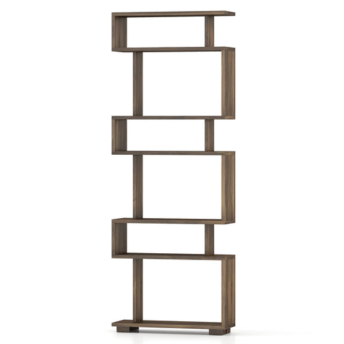 6-Tier Bookcase with Anti-Tipping Kit, Walnut