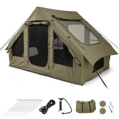 4-6 People Inflatable Camping Tent with 4 Mesh Screen Windows and 2 Doors, Green Tents Green at Gallery Canada