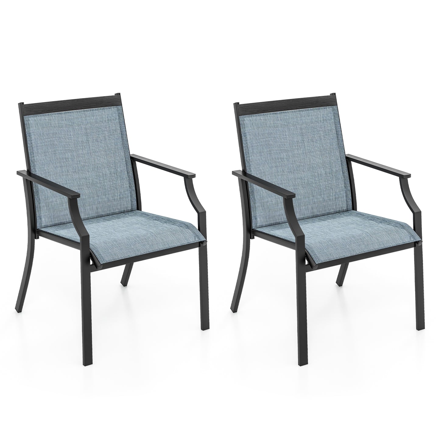 Large Outdoor Patio Dining Chairs, 2 Piece Set, Blue