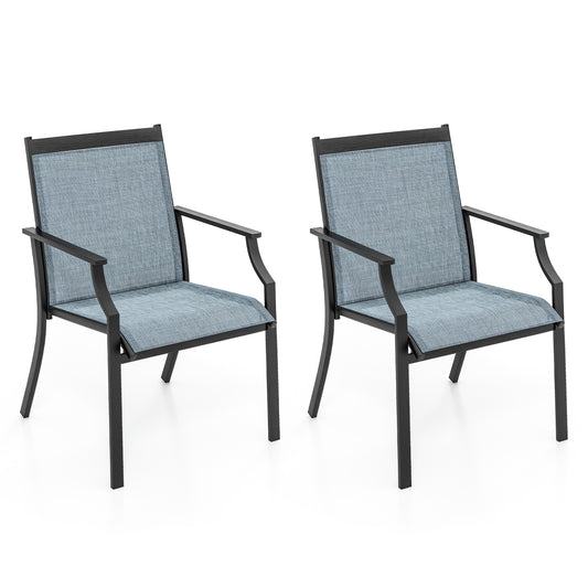 Large Outdoor Patio Dining Chairs, 2 Piece Set, Blue