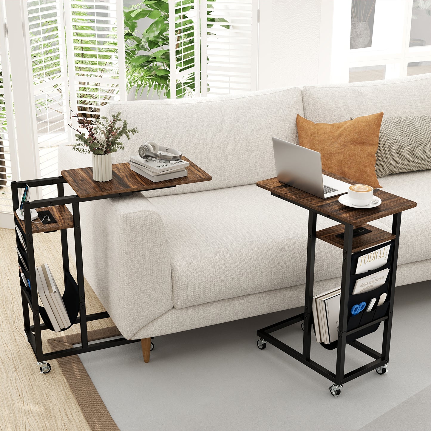C-shaped End Table with Charging Station and Retractable Tabletop, Coffee End & Side Tables at Gallery Canada