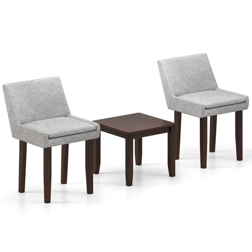 3-Piece Accent Table and Chair Set for Kitchen and Living Room-Brown & Gray, Dark Brown