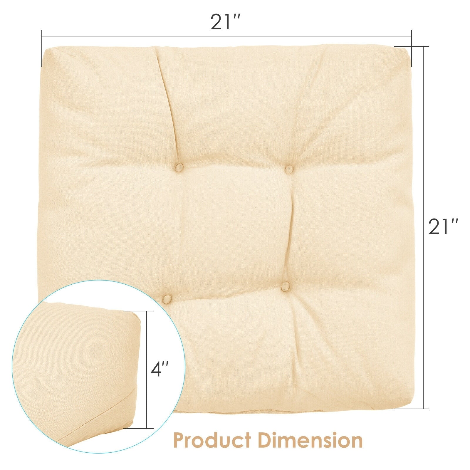 21 Inch x 21 Inch Patio Chair Seat Cushion Pads for Indoor and Outdoor, Beige Outdoor Furniture Accessories at Gallery Canada