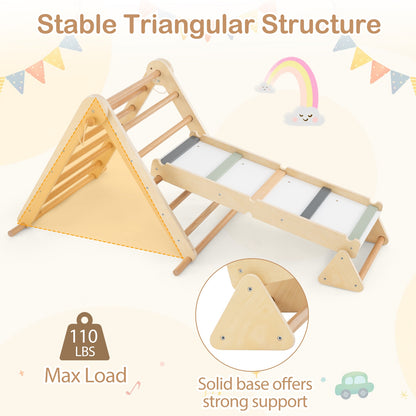 3-In-1 Pikler Triangle Climbing Set, Foldable, With Ramp, Natural Climbers & Slides at Gallery Canada