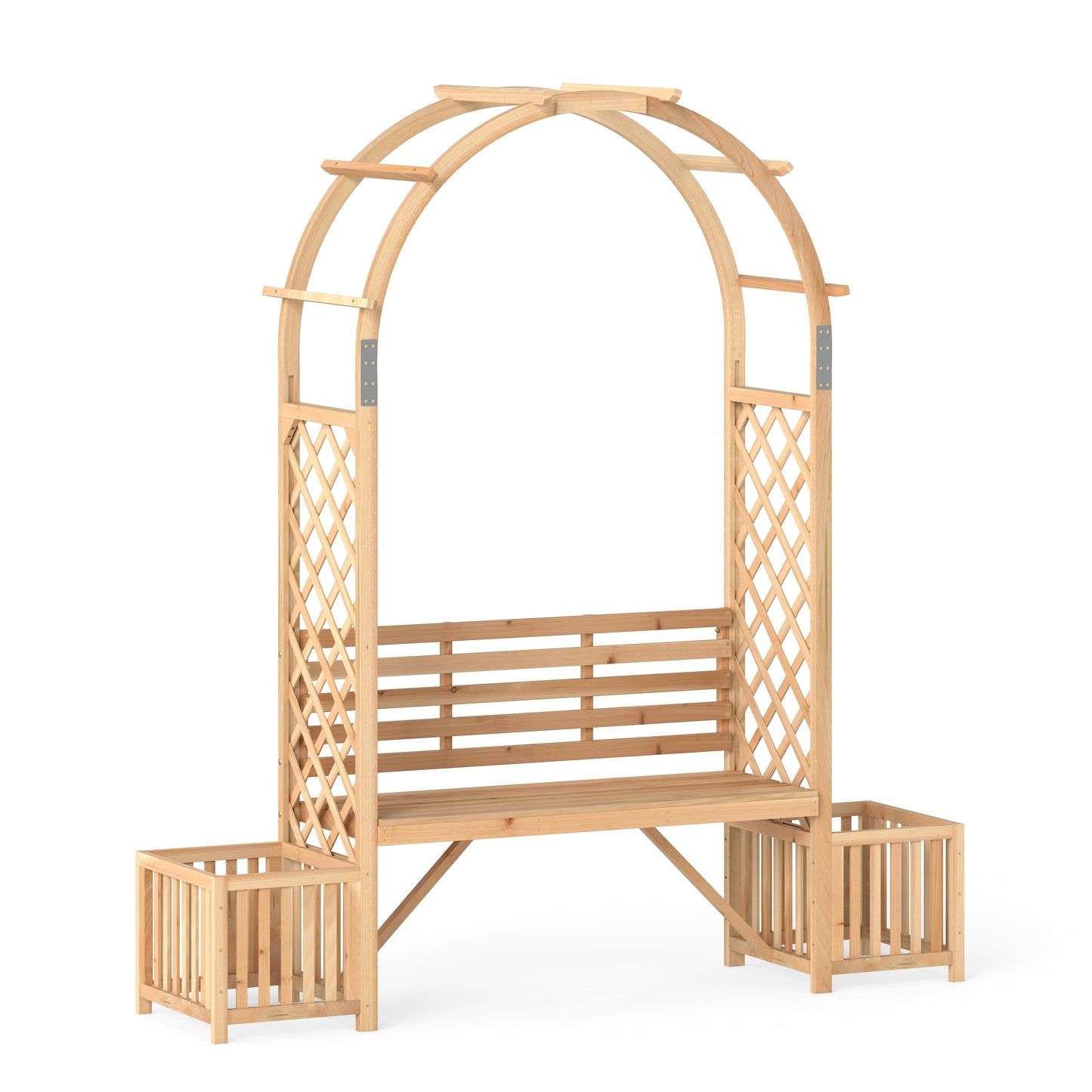 Wooden Garden Bench Arbor Arch For Climbing Plants, Natural Outdoor Decor at Gallery Canada