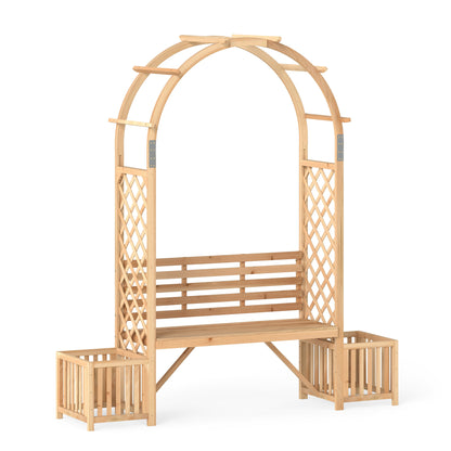 Wooden Garden Bench Arbor Arch For Climbing Plants, Natural Outdoor Decor at Gallery Canada