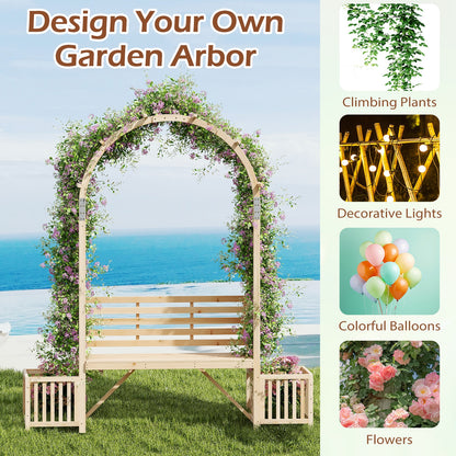 Garden Bench Arbor Arch Wooden Garden Arbor for Climbing Plants, Natural Outdoor Decor at Gallery Canada