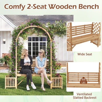 Garden Bench Arbor Arch Wooden Garden Arbor for Climbing Plants, Natural Outdoor Decor at Gallery Canada
