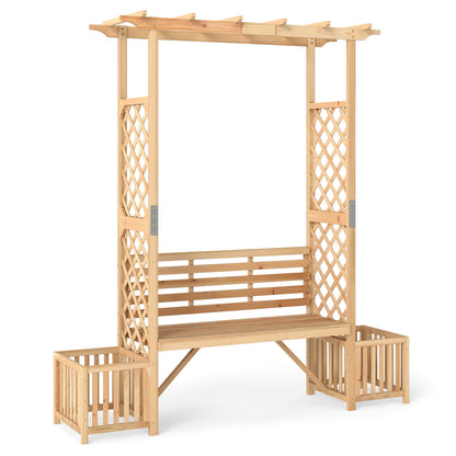 Patio Garden Bench Arbor Arch, Outdoor Wood Decorative Seating, Natural Outdoor Decor Natural at Gallery Canada