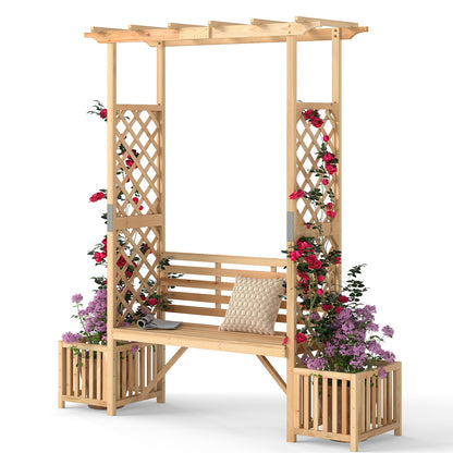 Patio Garden Bench Arbor ArchOutdoor Wood Decorative Seating, Natural Outdoor Decor at Gallery Canada