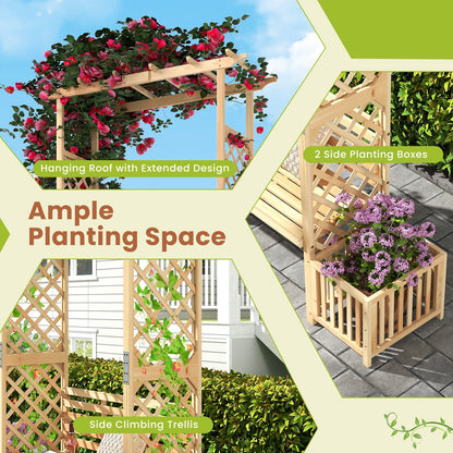 Patio Garden Bench Arbor ArchOutdoor Wood Decorative Seating, Natural Outdoor Decor at Gallery Canada