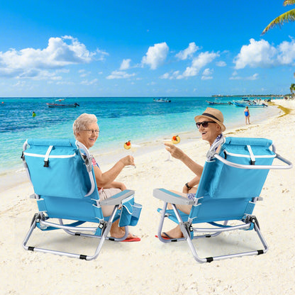 Foldable Backpack Beach Chair With Cup Holder, Storage Pockets, Blue Beach & Lawn Chairs at Gallery Canada