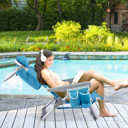 Foldable Backpack Beach Chair With Cup Holder, Storage Pockets, Blue Beach & Lawn Chairs at Gallery Canada