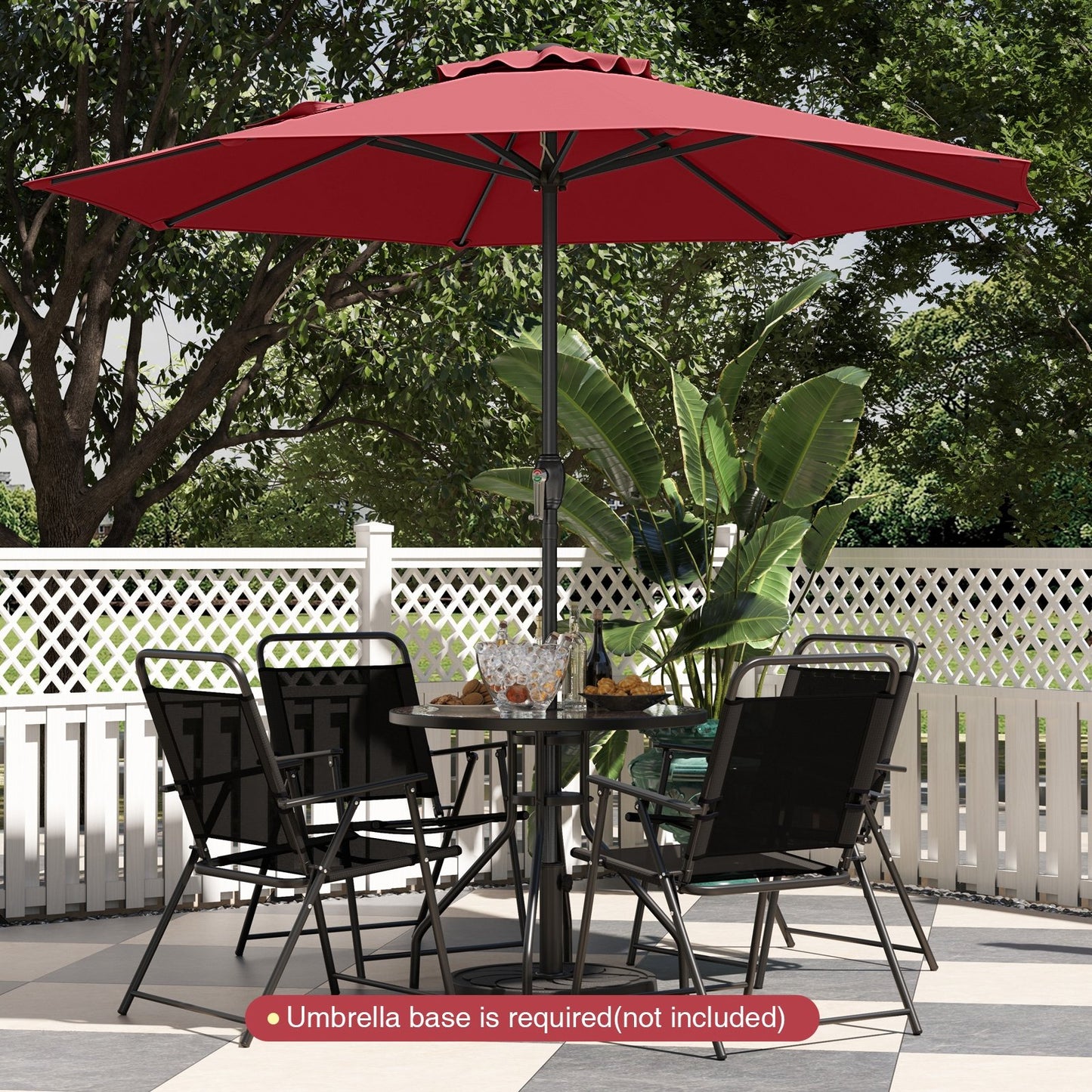 Outdoor Heavy Duty Market Umbrella with Crank Handle and 8 Sturdy Ribs, Red Outdoor Umbrellas at Gallery Canada