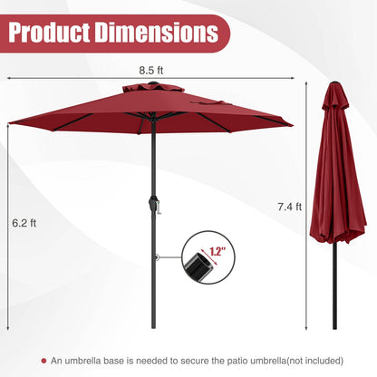 Outdoor Heavy Duty Market Umbrella with Crank Handle and 8 Sturdy Ribs, Red Outdoor Umbrellas at Gallery Canada