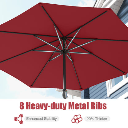Outdoor Heavy Duty Market Umbrella with Crank Handle and 8 Sturdy Ribs, Red Outdoor Umbrellas at Gallery Canada