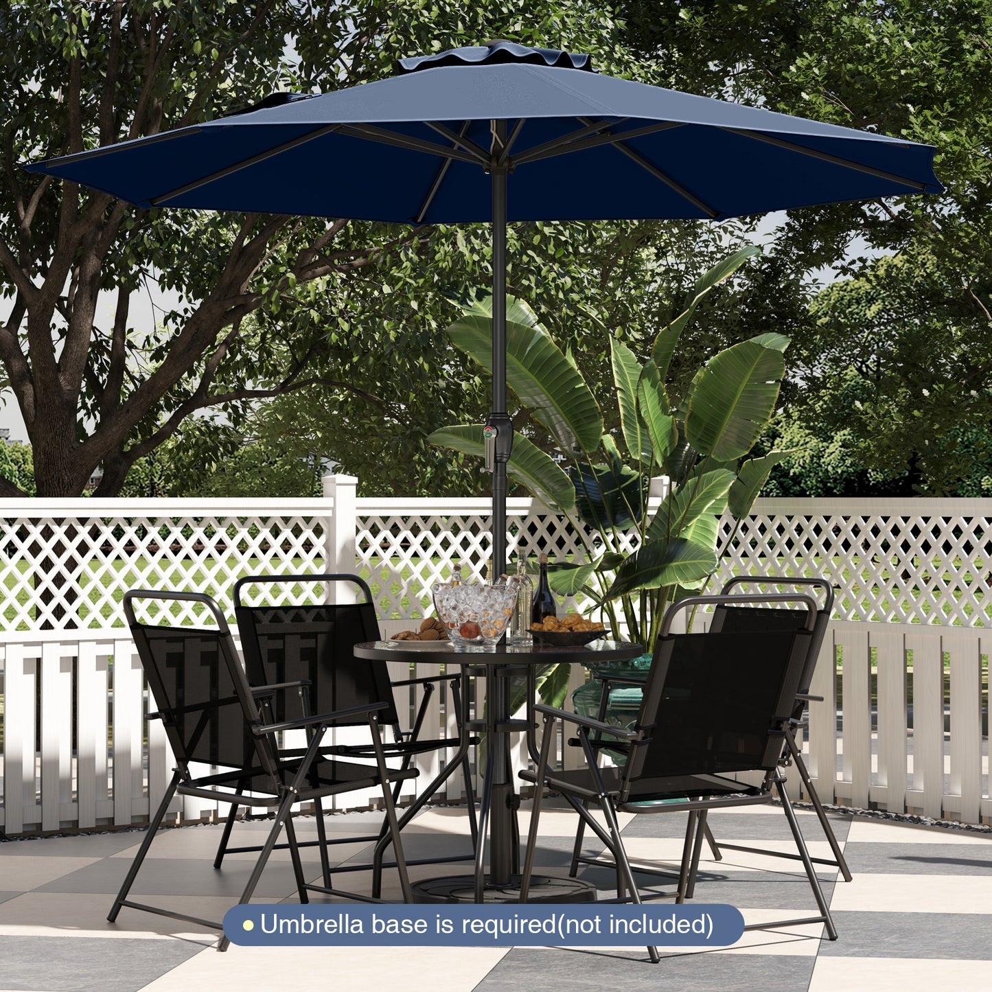 Outdoor Heavy Duty Market Umbrella with Crank Handle and 8 Sturdy Ribs, Navy Outdoor Umbrellas at Gallery Canada