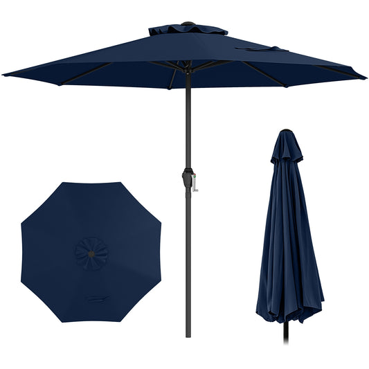 Heavy Duty Market Umbrella, Crank Handle, 8 Ribs, Navy Outdoor Umbrellas Navy at Gallery Canada