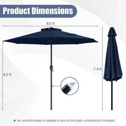 Outdoor Heavy Duty Market Umbrella with Crank Handle and 8 Sturdy Ribs, Navy Outdoor Umbrellas at Gallery Canada
