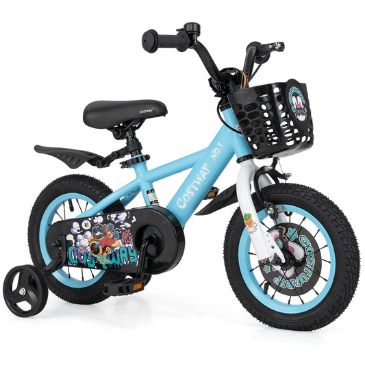 12 Inch Kids Bike, Adjustable Handlebar And Saddle, 3-4 Years Old, Blue Kids Bike Blue at Gallery Canada