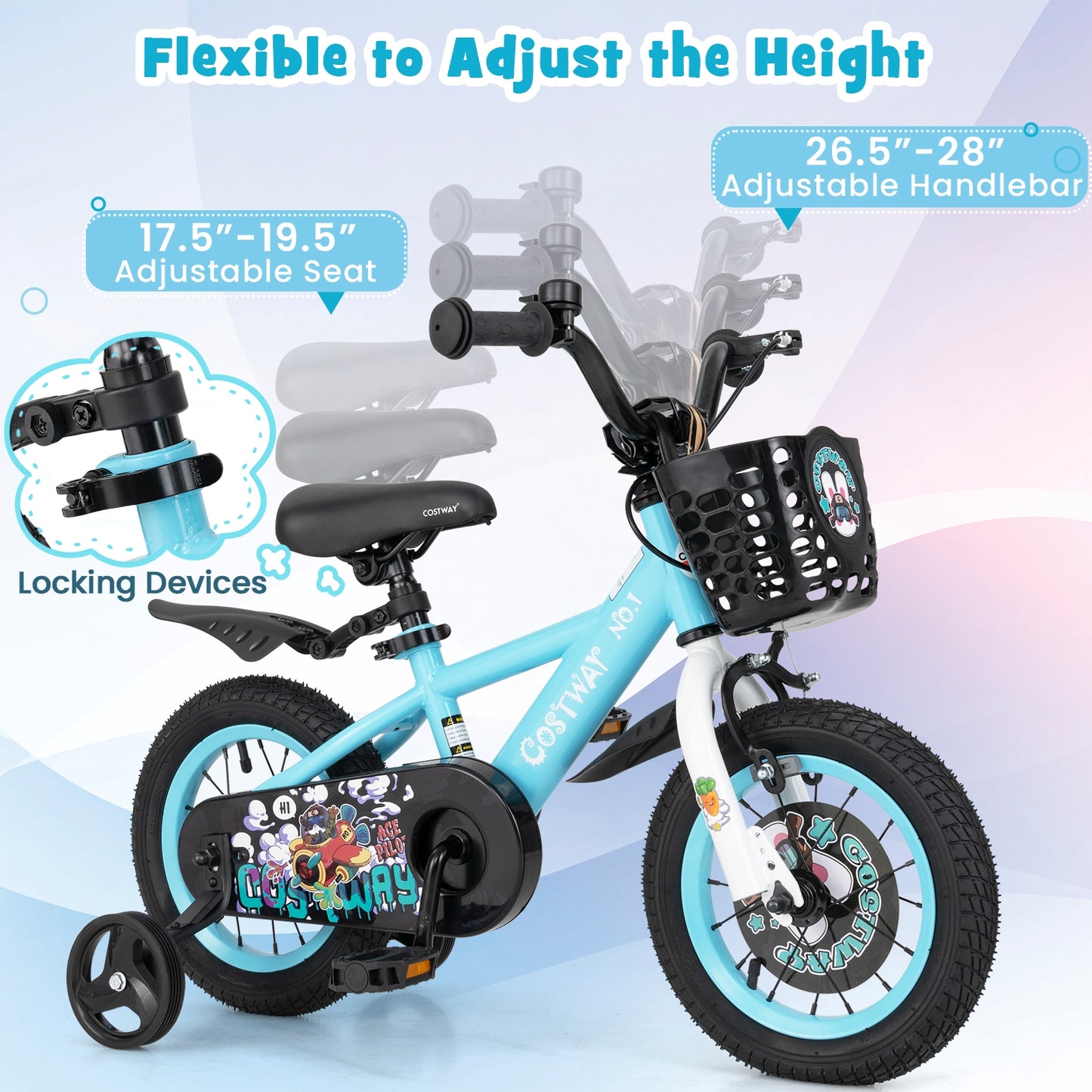 12 Inch Kids Bike with Adjustable Handlebar and Saddle for 3-4 Years Old-12 inches, Blue Kids Bike at Gallery Canada
