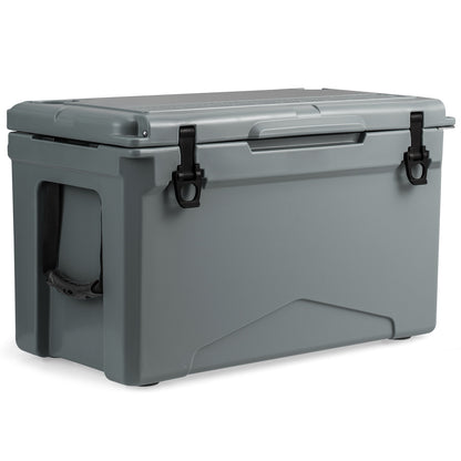 50 QT Glacière Rotomoulée, Coffre à Glace Isolé, Porte-gobelets, Gris