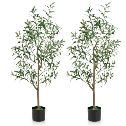 4.5 Feet Tall Artificial Olive Tree Fake Potted Trees with Realistic Fruits-Set of 2 , Green Faux Plants at Gallery Canada