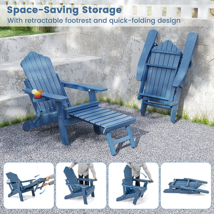 All-Weather HIPS Patio Adirondack Lounge Chair, With Retractable Footrest, Navy Adirondack Chairs at Gallery Canada