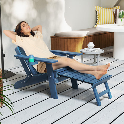 All-Weather HIPS Patio Adirondack Lounge Chair, With Retractable Footrest, Navy Adirondack Chairs at Gallery Canada