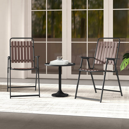 4 pcs Patio Folding Chairs with PP Seat and Back and 400 LBS Heavy-Duty Metal Frame, Brown Patio Dining Chairs at Gallery Canada