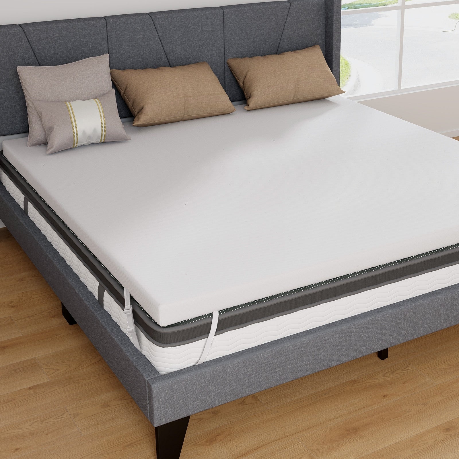 3 Inch Gel Memory Foam Mattress Topper, King Size, White Mattresses White at Gallery Canada