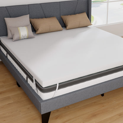 3 Inch Gel-Infused Memory Foam Mattress Topper with Removable Cover-King Size, White Mattresses White at Gallery Canada