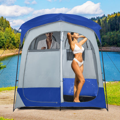 2 Rooms Oversize Privacy Shower Tent with Removable Rain Fly and Inside Pocket, Blue Tents at Gallery Canada