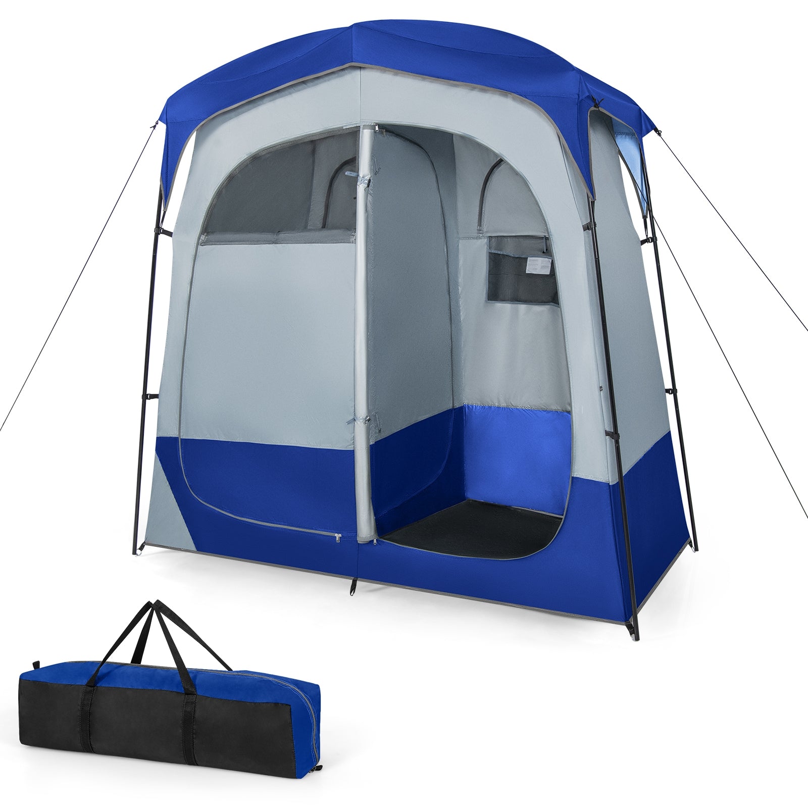 2 Rooms Oversize Privacy Shower Tent with Removable Rain Fly and Inside Pocket, Blue Tents Blue at Gallery Canada