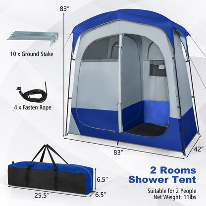 2 Rooms Oversize Privacy Shower Tent with Removable Rain Fly and Inside Pocket, Blue Tents at Gallery Canada