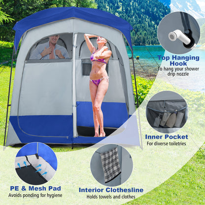 2 Rooms Oversize Privacy Shower Tent with Removable Rain Fly and Inside Pocket, Blue Tents at Gallery Canada