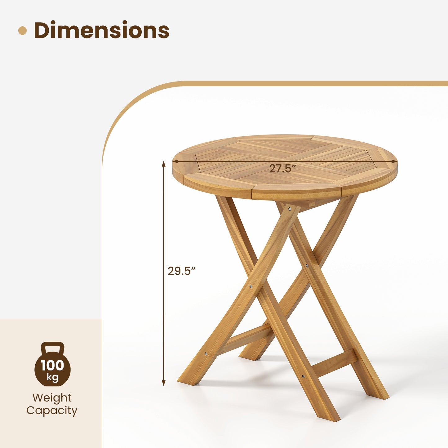 Patio Teak Wood Dining Table with Slatted Tabletop and Sturdy X-Shaped Frame Dining Tables at Gallery Canada