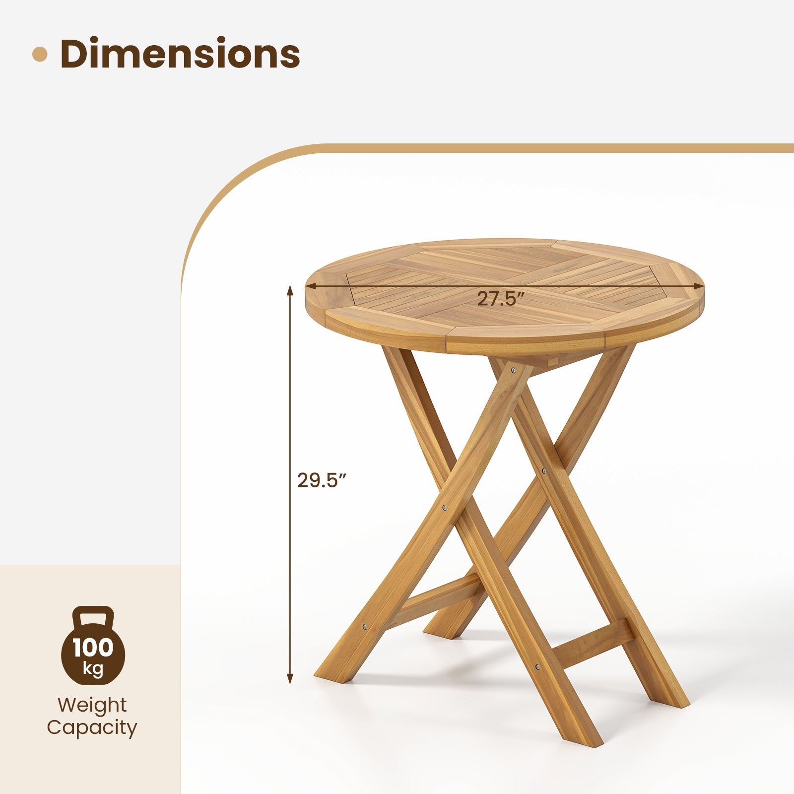 Patio Teak Wood Dining Table with Slatted Tabletop and Sturdy X-Shaped Frame Dining Tables at Gallery Canada