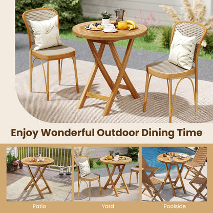 Patio Teak Wood Dining Table with Slatted Tabletop and Sturdy X-Shaped Frame Dining Tables at Gallery Canada