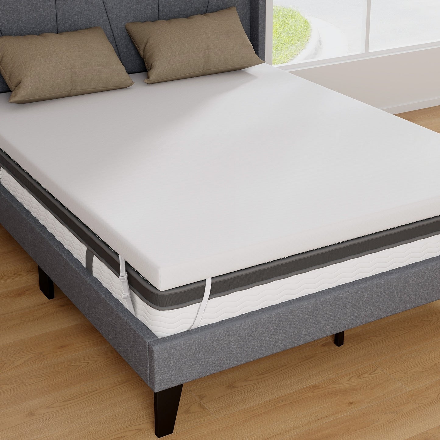 3 Inch Gel-Infused Memory Foam Mattress Topper with Removable Cover-Queen Size, White Mattresses White at Gallery Canada