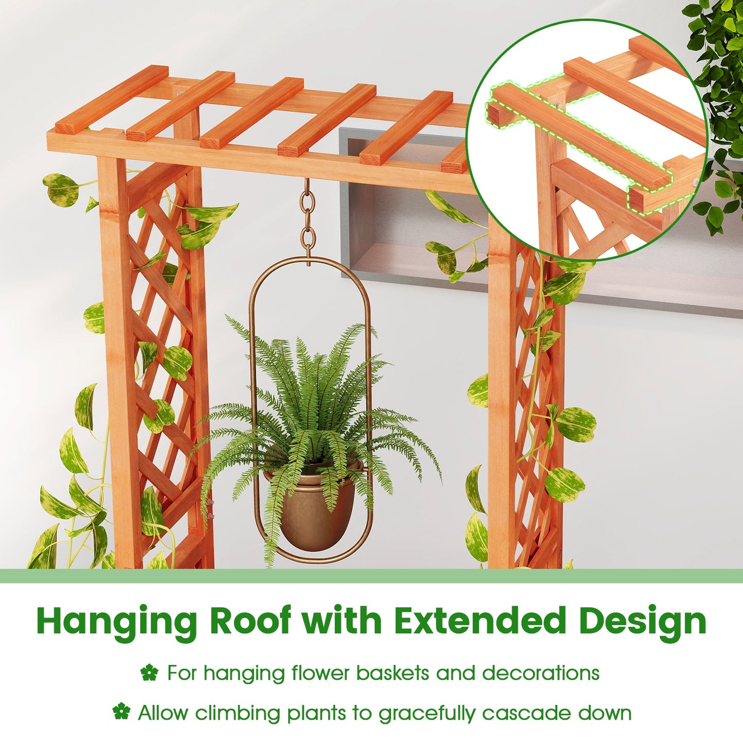 Raised Garden Bed with Side Trellis and Hanging Roof and Drainage Hole, Orange Raised Garden Beds at Gallery Canada