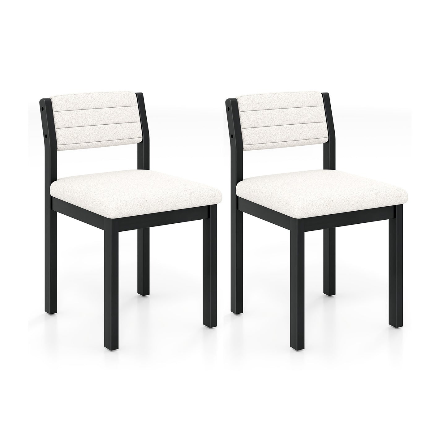 Set of 2 Dining Chairs Sherpa Upholstered Armless Chair with Wood Frame, White Dining Chairs at Gallery Canada